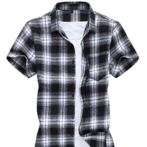 2020 Black and white plaid fashion shirt